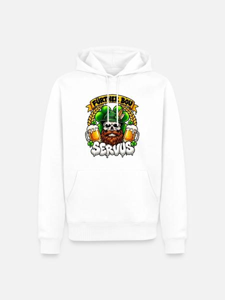 Fürther Bou Servus Totenkopf & Bier - Männer Premium Bio Hoodie - Weiß