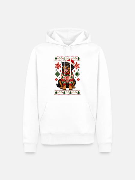 Weihnachtshund im SkandiPullover - Männer Premium Bio Hoodie - Weiß