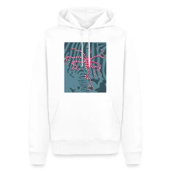 Rot Weißer Oktopus - Männer Premium Bio Hoodie - Weiß - Vorne - Nico (187cm)