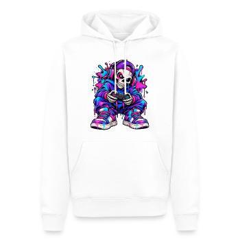 Neon-Graffiti-Gamer-Skelett – Gamer-Geschenk - Männer Premium Bio Hoodie - Weiß - Vorne - Nico (187cm)