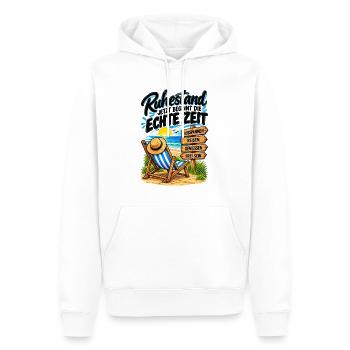 Ruhestand: Echte Zeit am Strand - Männer Premium Bio Hoodie - Weiß - Vorne - Nico (187cm)