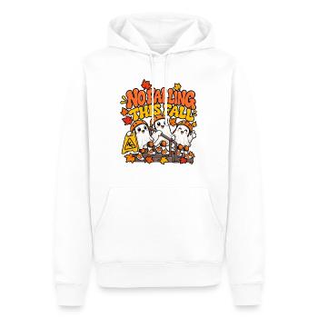 Herbstgeister: Nicht Fallen Motiv - Männer Premium Bio Hoodie - Weiß - Vorne - Nico (187cm)