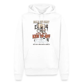 Hallenwart Ohne mich kein Tip-Off - Männer Premium Bio Hoodie - Weiß - Vorne - Nico (187cm)