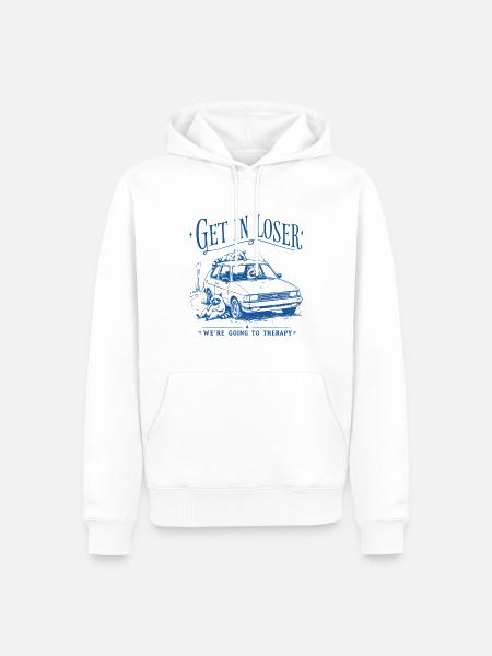 Waschbär Get In Loser - Männer Premium Bio Hoodie - Weiß