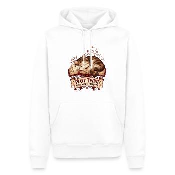 Bücherkater – Katze & Bücher T-Shirt  - Männer Premium Bio Hoodie - Weiß - Vorne - Nico (187cm)