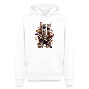 Halloween Mumienkatze mit Süßkram - Männer Premium Bio Hoodie - Weiß - Vorne - Nico (187cm)