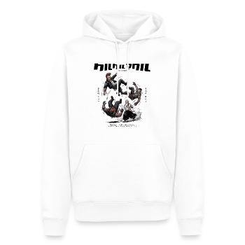 Surreal Cyberpunk Art of Aikido Throwing - Männer Premium Bio Hoodie - Weiß - Vorne - Nico (187cm)