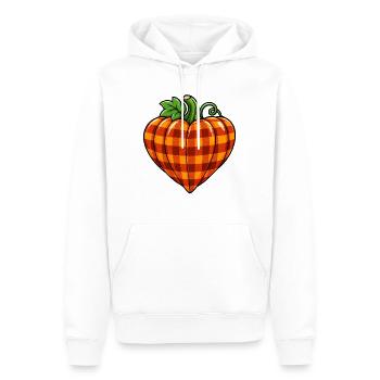 Kürbisherz im Karomuster - Männer Premium Bio Hoodie - Weiß - Vorne - Nico (187cm)