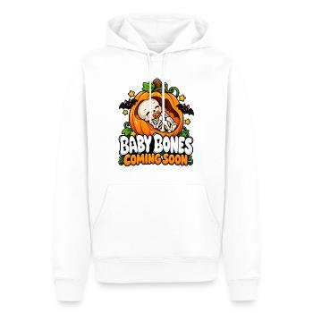 Kürbis-Skelett Baby Bones Ankündigung - Männer Premium Bio Hoodie - Weiß - Vorne - Nico (187cm)