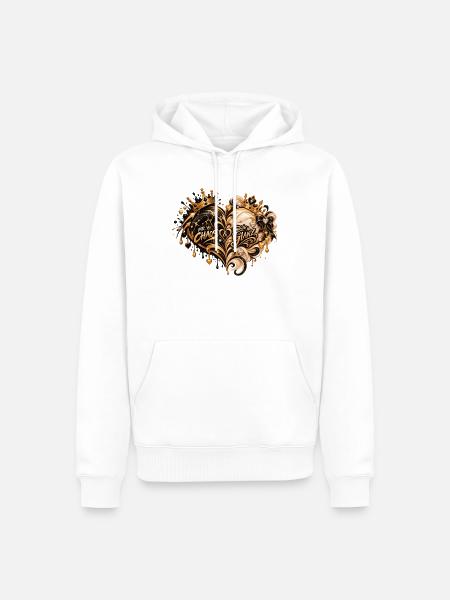 Chaos & Glanz Herzgold Fusion - Männer Premium Bio Hoodie - Weiß