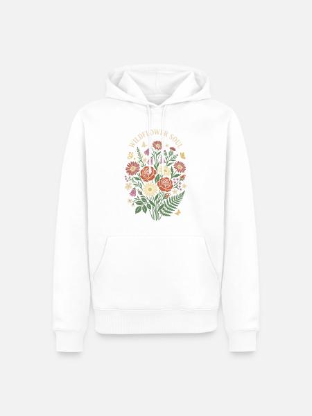 Wildflower Soul Blumenstrauß-Design - Männer Premium Bio Hoodie - Weiß