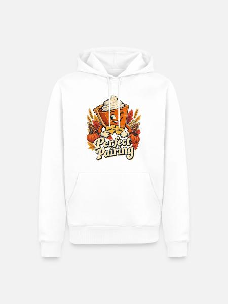 Thanksgiving Perfect Pairing Kürbiskuchen - Männer Premium Bio Hoodie - Weiß