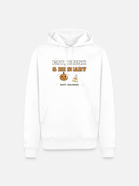 Essen, Trinken & Sei Gruseliges Halloween-Tee - Männer Premium Bio Hoodie - Weiß