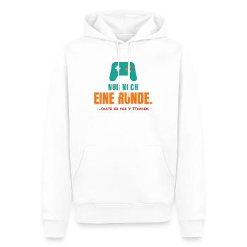 Nur noch eine Runde – Gamer Spruch - Männer Premium Bio Hoodie - Weiß - Vorne - Nico (187cm)