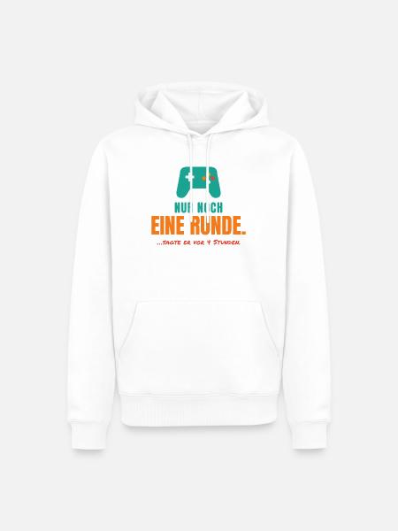 Nur noch eine Runde – Gamer Spruch - Männer Premium Bio Hoodie - Weiß