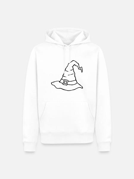 Krummer Hexenhut – Halloween-Kritzelzeichnung - Männer Premium Bio Hoodie - Weiß