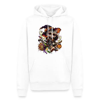 Halloween Hexenkatze auf Besen - Männer Premium Bio Hoodie - Weiß - Vorne - Nico (187cm)