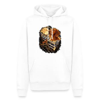 Spitz Hund Mondschein Bergwelt - Männer Premium Bio Hoodie - Weiß - Vorne - Nico (187cm)