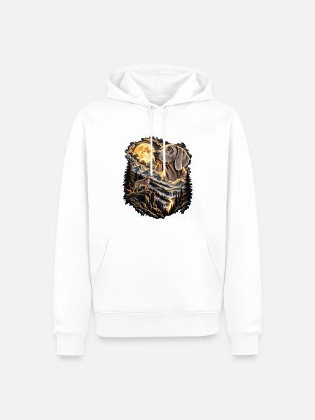 Hundefreunde Vollmond Hundemotiv - Männer Premium Bio Hoodie - Weiß