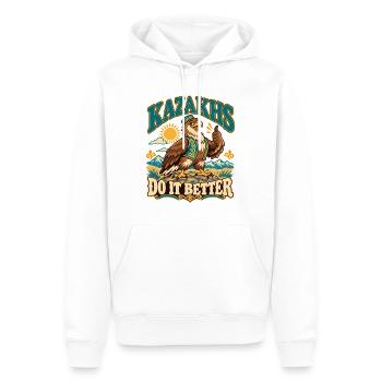Kasachstan Retro Kultur und Stolz - Männer Premium Bio Hoodie - Weiß - Vorne - Nico (187cm)