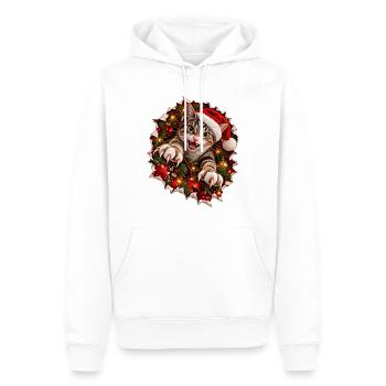 Psycho-Weihnachtskatze – Krallenchaos zu Weihnacht - Männer Premium Bio Hoodie - Weiß - Vorne - Nico (187cm)