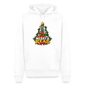 Merry & Read Buch-Weihnachtsbaum - Männer Premium Bio Hoodie - Weiß - Vorne - Nico (187cm)