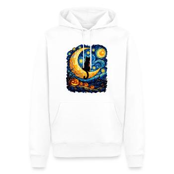 Mondkatze im Sternennacht-Labyrinth - Männer Premium Bio Hoodie - Weiß - Vorne - Nico (187cm)