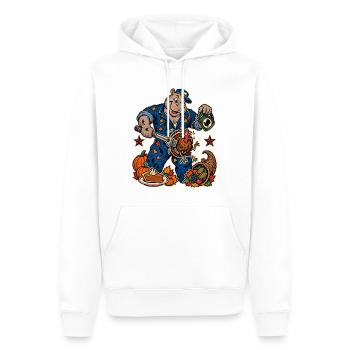 Thanksgiving Nilpferd-Mechaniker mit - Männer Premium Bio Hoodie - Weiß - Vorne - Nico (187cm)