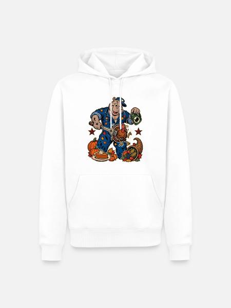 Thanksgiving Nilpferd-Mechaniker mit - Männer Premium Bio Hoodie - Weiß