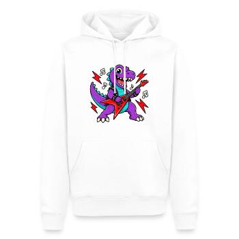 Dino Gitarrist - Männer Premium Bio Hoodie - Weiß - Vorne - Nico (187cm)
