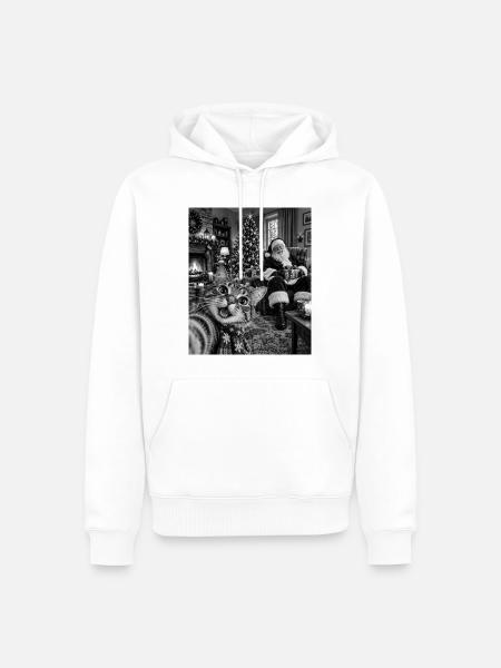 Weihnachtsoutfit Katze Selfie Weihnachtsmann Xmas - Männer Premium Bio Hoodie - Weiß