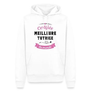 Certifiée meilleure tutrice du monde - Sweat à capuche Premium bio Homme - blanc - Devant - Nico (187cm)