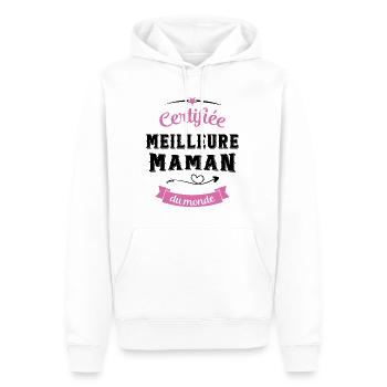 Certifiée Meilleure Maman du Monde - Sweat à capuche Premium bio Homme - blanc - Devant - Nico (187cm)