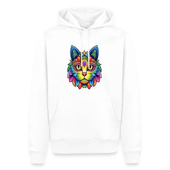 Festival Trippy Cat Psychedelic Rave - Männer Premium Bio Hoodie - Weiß - Vorne - Nico (187cm)