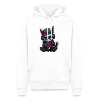 Party Cyberpunk Cat Techno Festival - Men’s Premium Organic Hoodie - white - Front - Nico (187cm)