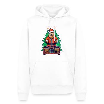 Winter Festival Rave Christmas DJ Bear - Men’s Premium Organic Hoodie - white - Front - Nico (187cm)