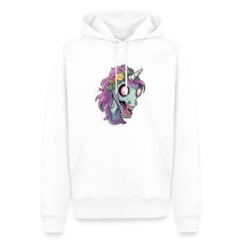 Effrayant Halloween Zombie Licorne Horreur Halloween - Sweat à capuche Premium bio Homme - blanc - Devant - Nico (187cm)