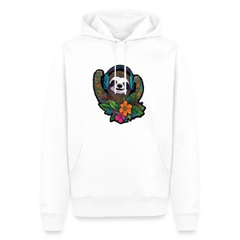 Flora Sloth Rave Dj Music Lover Techno Party - Sweat à capuche Premium bio Homme - blanc - Devant - Nico (187cm)