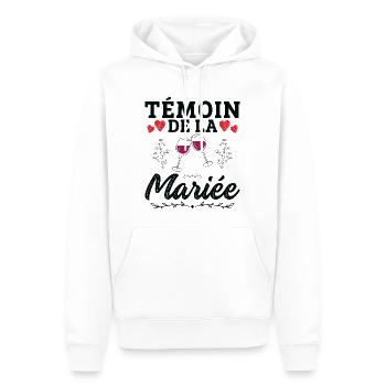Témoin de la mariée Mariage copines evjf Equipe Ma - Sweat à capuche Premium bio Homme - blanc - Devant - Nico (187cm)