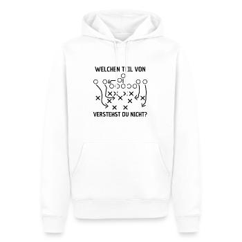 American Football Taktik Spruch - Männer Premium Bio Hoodie - Weiß - Vorne - Nico (187cm)