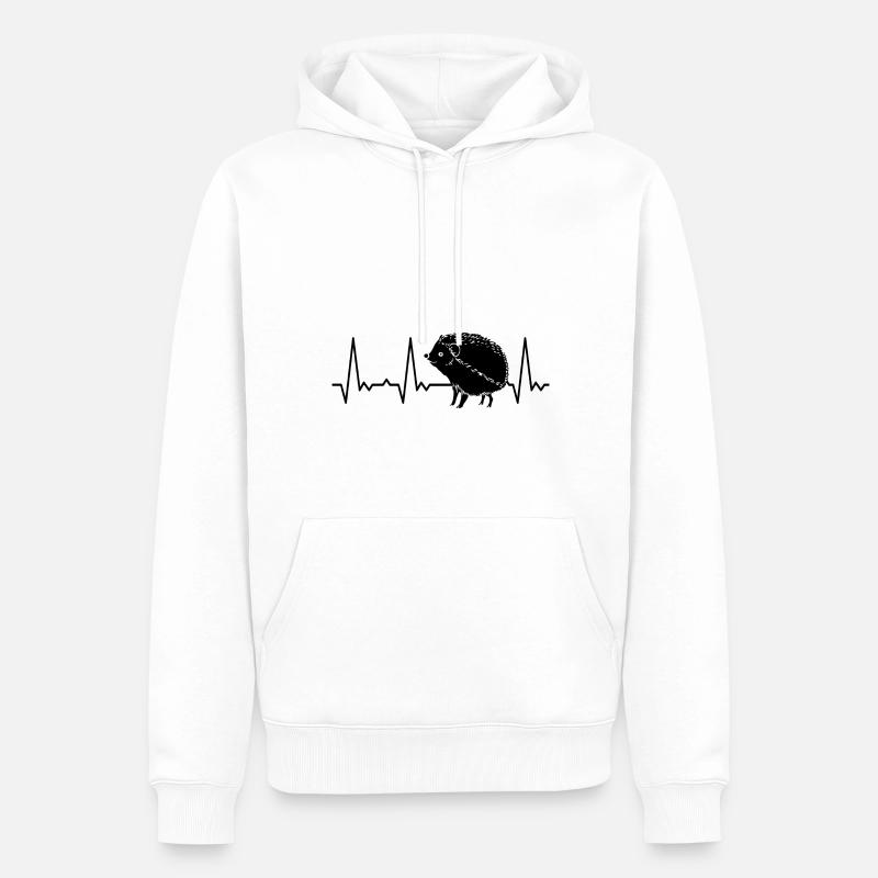 Herzschlag Igel - Männer Premium Bio Hoodie - Weiß