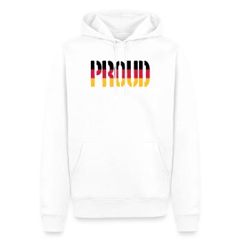 PROUD Deutschland Flagge, stolz sein auf Deutsch - Männer Premium Bio Hoodie - Weiß - Vorne - Nico (187cm)