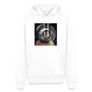 chat avec casque astronomies - Sweat à capuche Premium bio Homme - blanc - Devant - Nico (187cm)