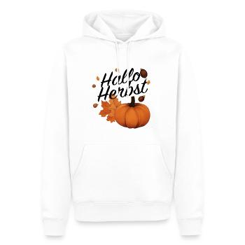 Hallo Herbst Begrüßung Kürbis Orange Halloween - Männer Premium Bio Hoodie - Weiß - Vorne - Nico (187cm)