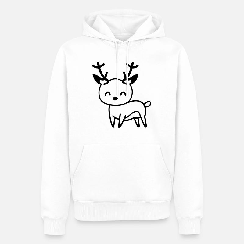 Cerf - Sweat à capuche Premium bio Homme - blanc