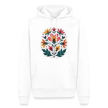 Motif floral Otomi Art culturel - Sweat à capuche Premium bio Homme - blanc - Devant - Nico (187cm)