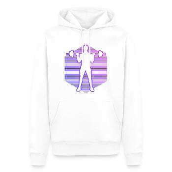 Musculation Cardio Haltérophilie Femme Fitness - Sweat à capuche Premium bio Homme - blanc - Devant - Nico (187cm)