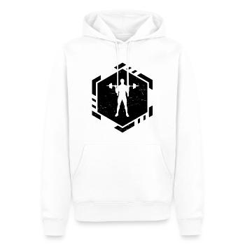 Haltération, entraînement d’endurance, musculation - Sweat à capuche Premium bio Homme - blanc - Devant - Nico (187cm)