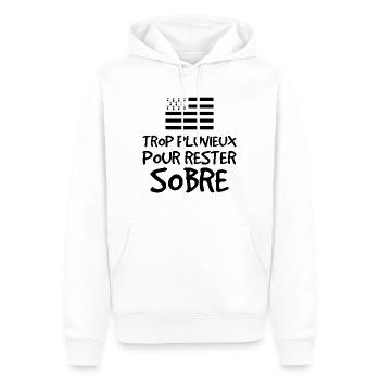 Trop Pluvieux Pour Rester Sobre - Humour Breton - Sweat à capuche Premium bio Homme - blanc - Devant - Nico (187cm)