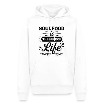 Humour Soul Food - Plats Afro Américain - Sweat à capuche Premium bio Homme - blanc - Devant - Nico (187cm)